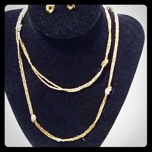 Vintage Avon Gold Tone Knotted Design Necklace and Pierced Earring Set
